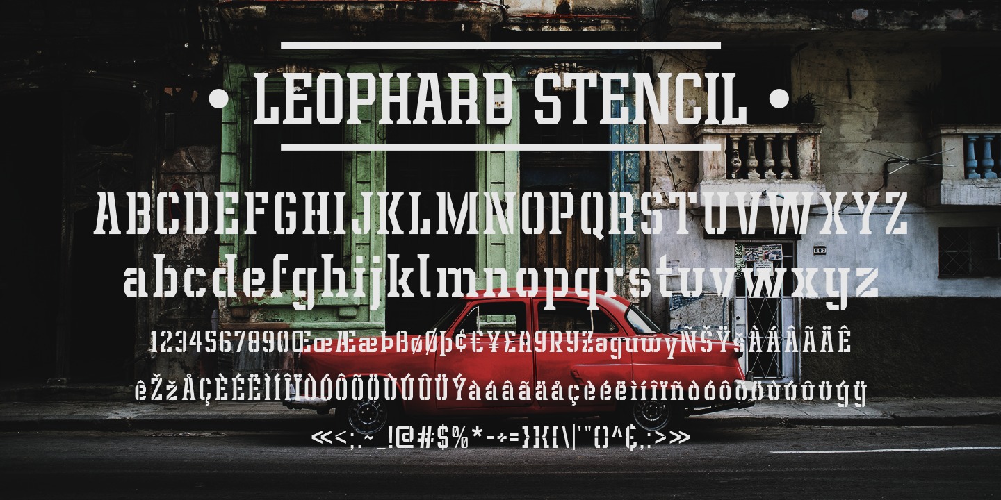 Пример шрифта Leophard Stencil